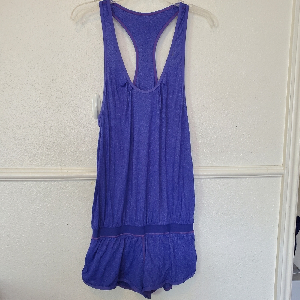Lululemon Athletica Purple Racerback Active Romper One Piece Shorts Heathered